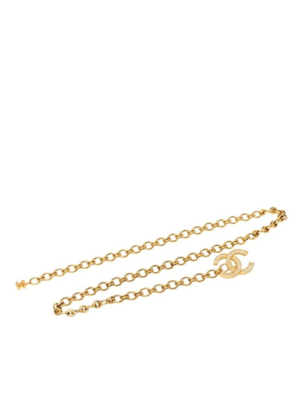 Chanel CC Logo Chain Belt Gold Plated Rhinestone